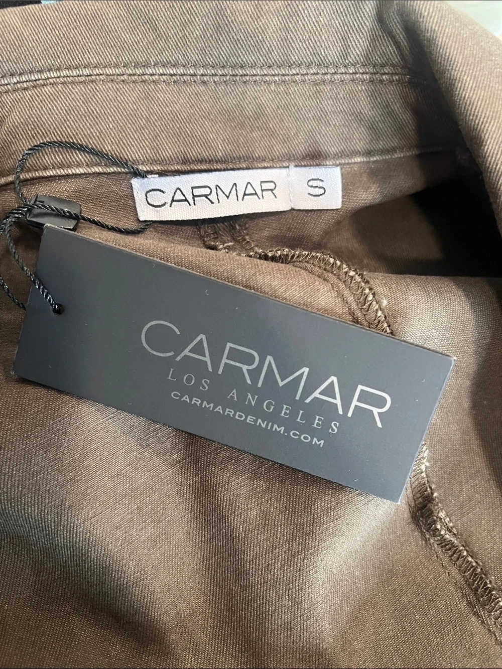 NWT Carmar Olive Green Distressed Blazer Jacket Size S